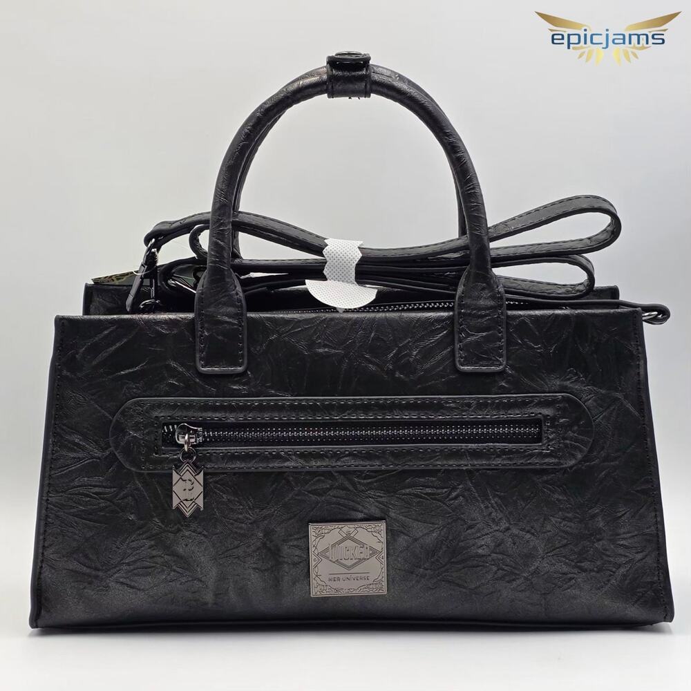 Wicked Elphaba Broomstick Crinkle Texture Black Crossbody Handbag Purse New - Picture 4 of 6